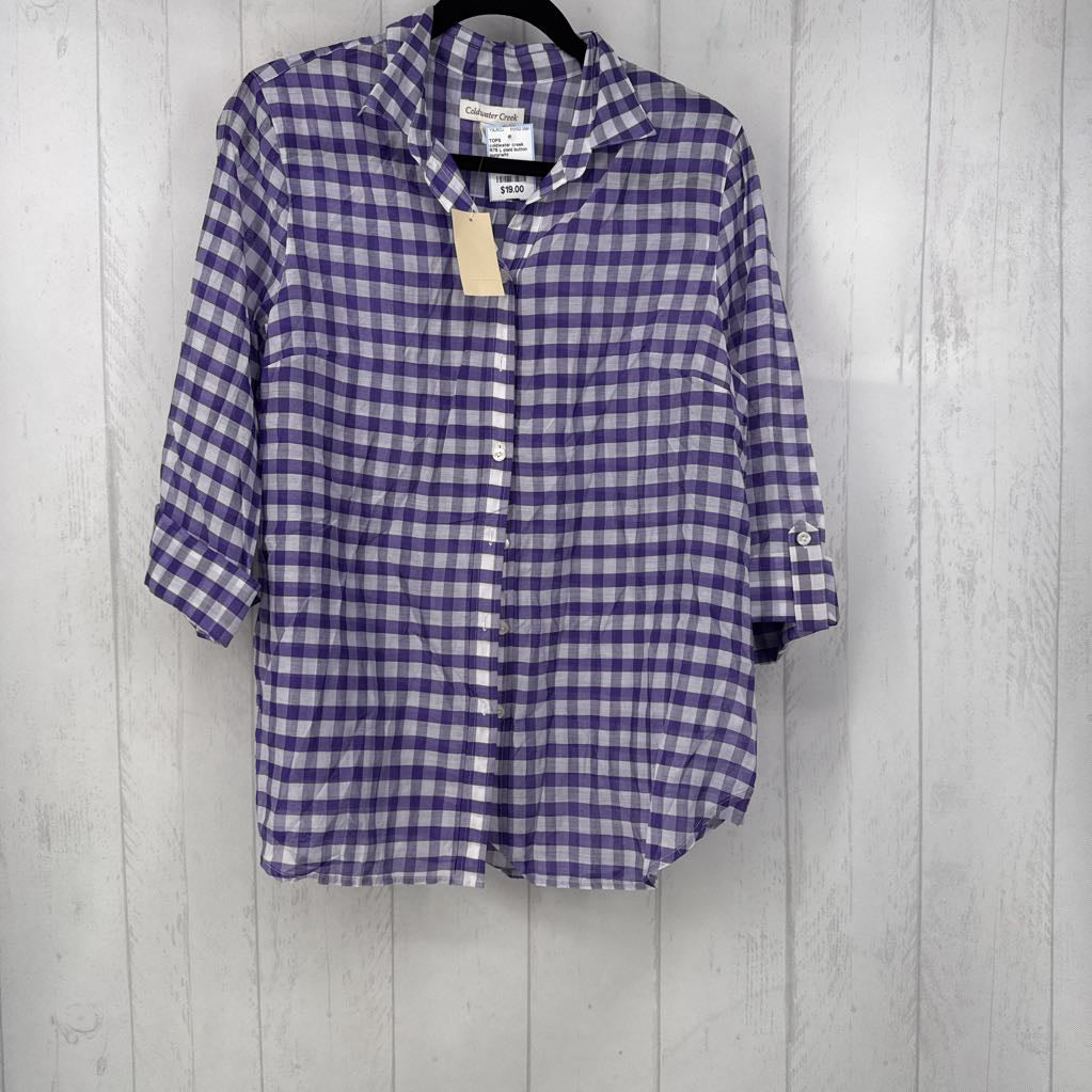 R75 L plaid button down tab slv top