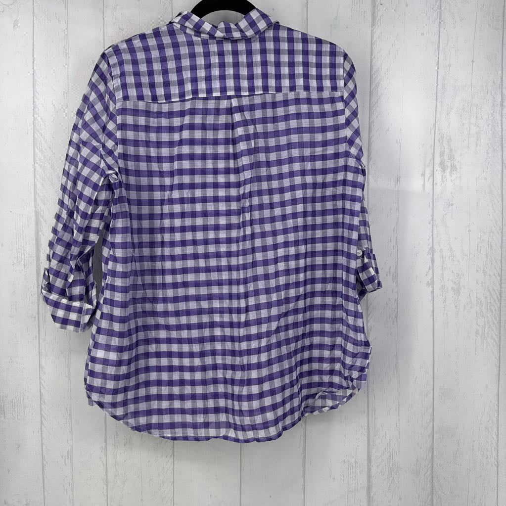 R75 L plaid button down tab slv top
