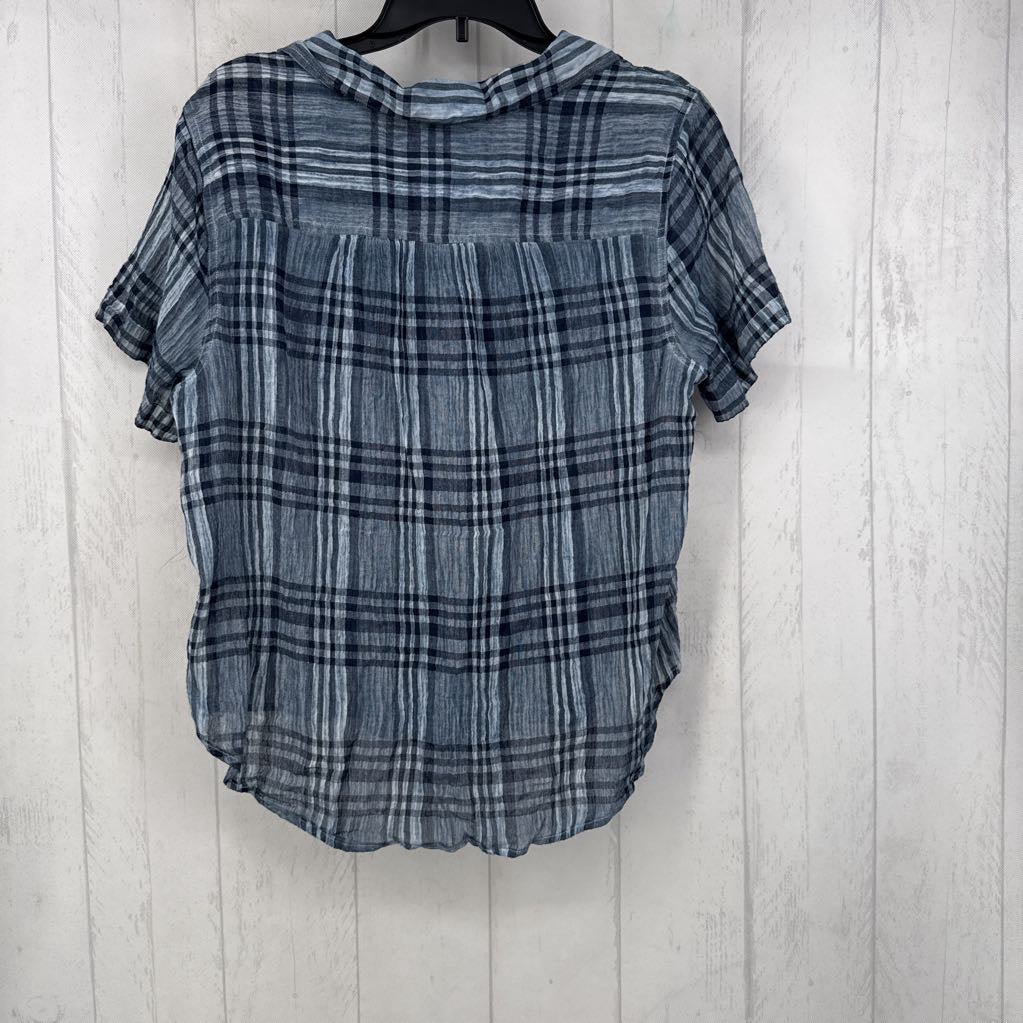 L plaid button down s/s top