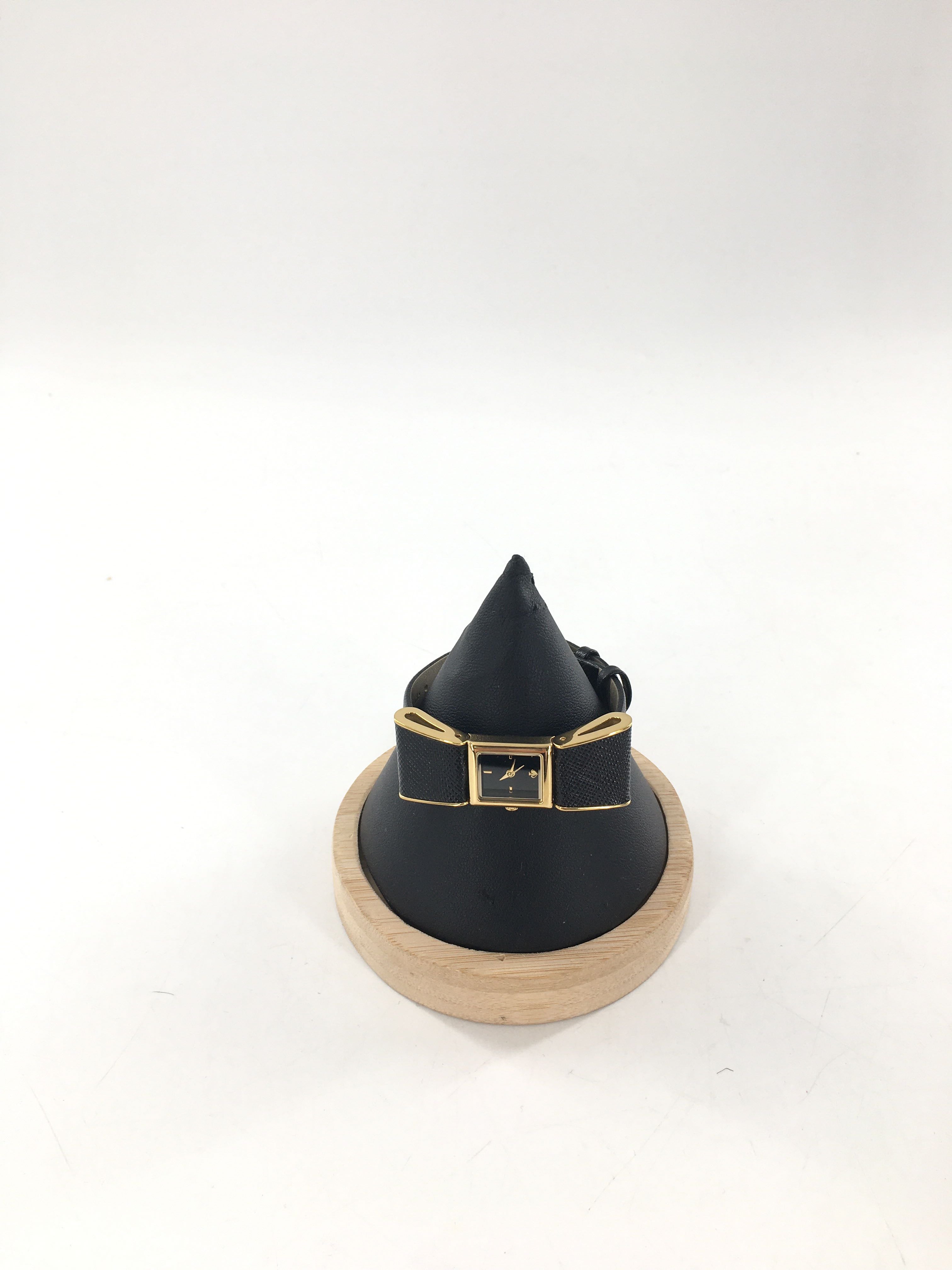 black leather bow watch