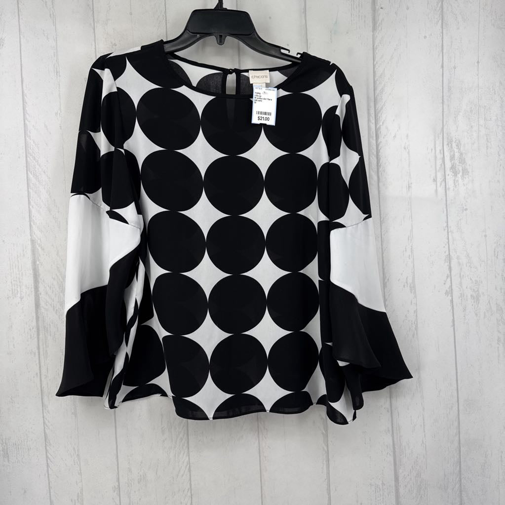 M polka dot flare slv top