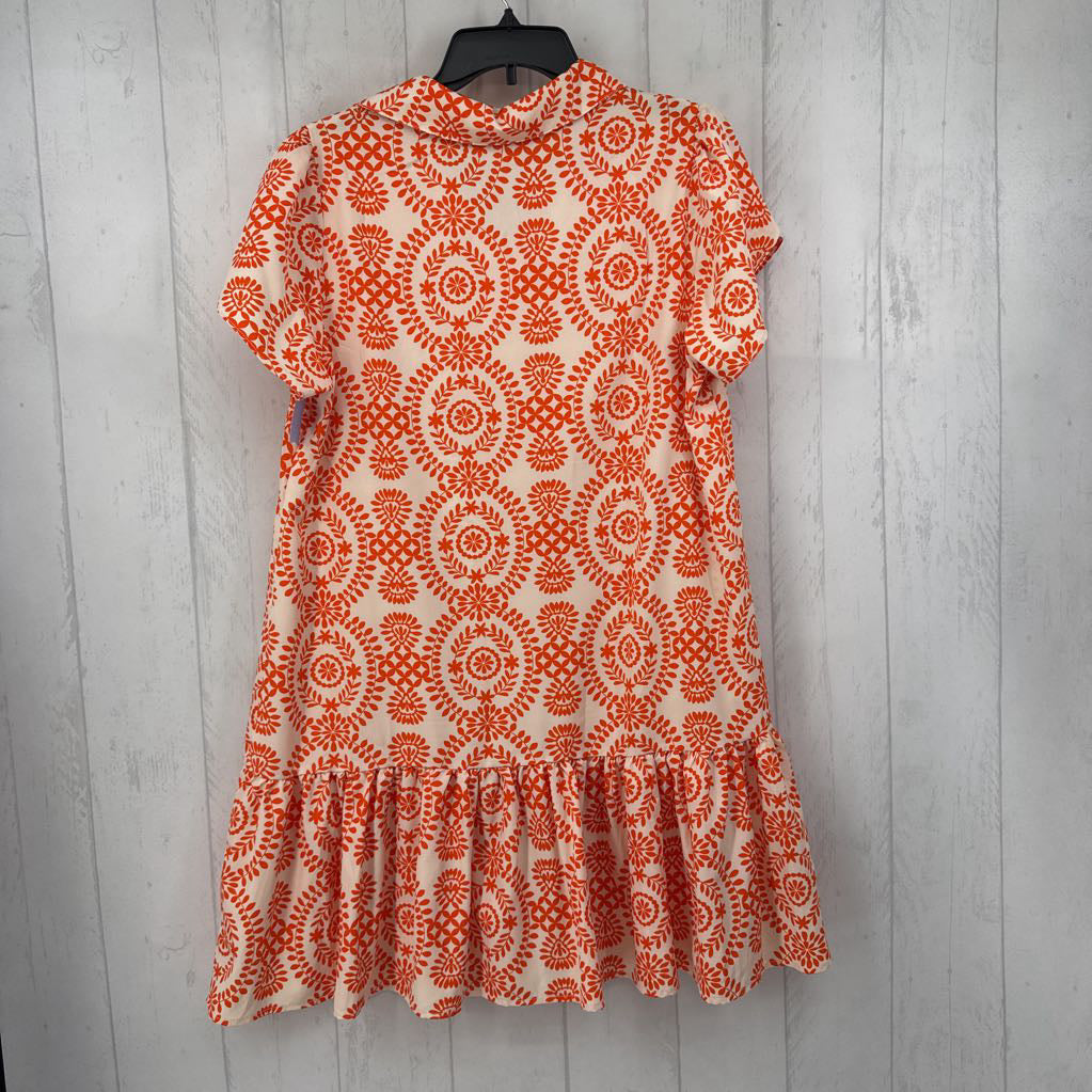 L printed quarter button s/s dress