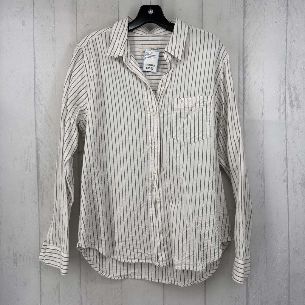 M striped button down l/s top