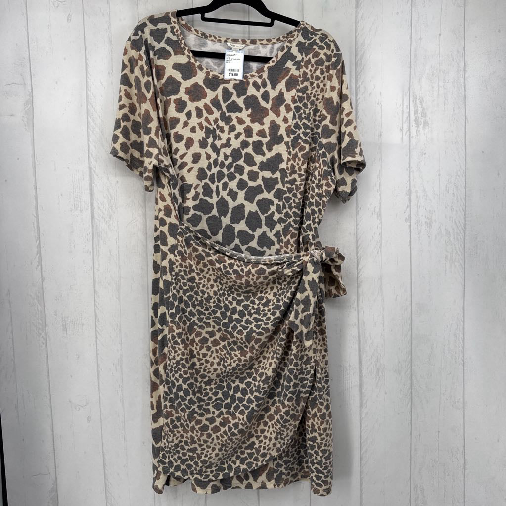 22/24 animal print side tie s/s dress