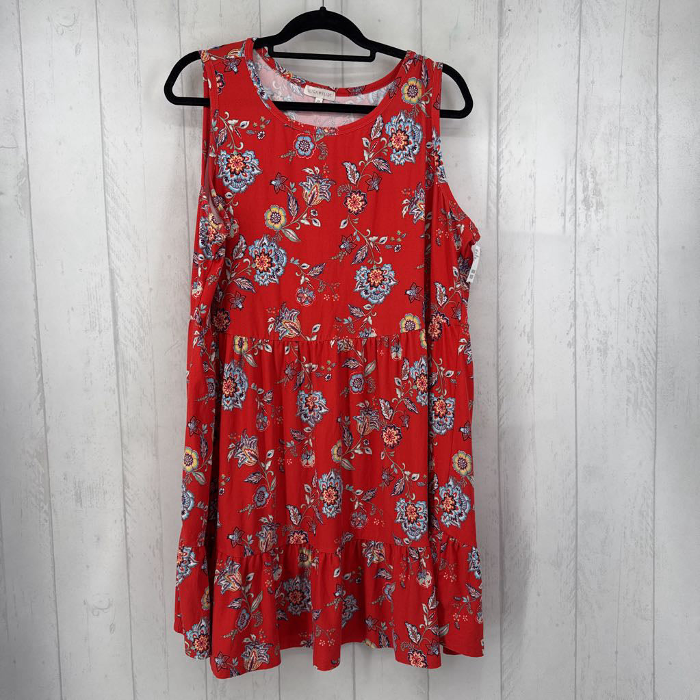 2X flo print tiered slvls dress