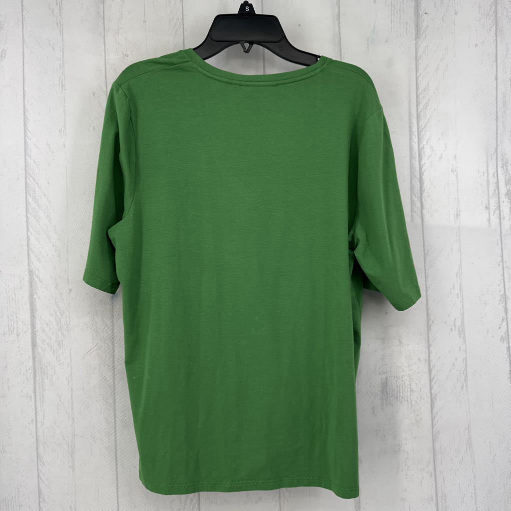 M v-neck knotted hem s/s top