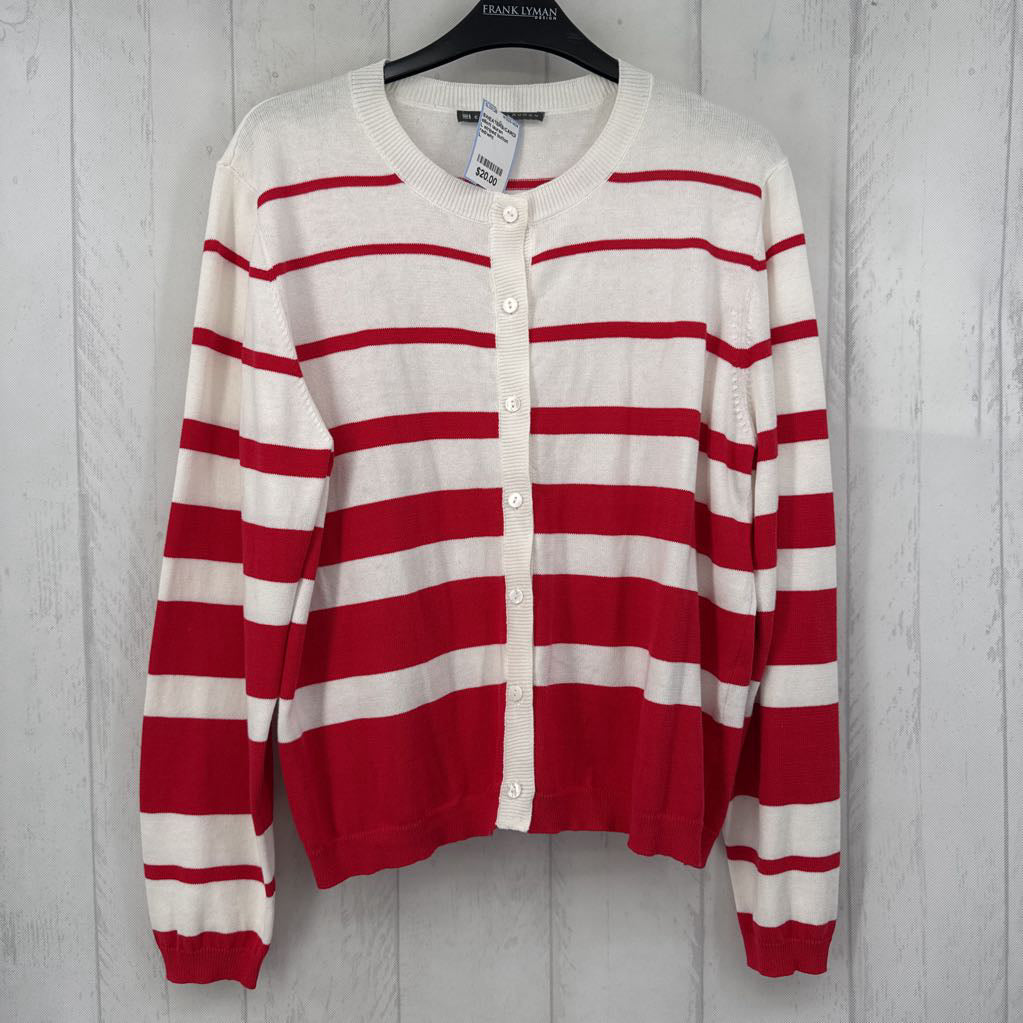 L striped button down cardi