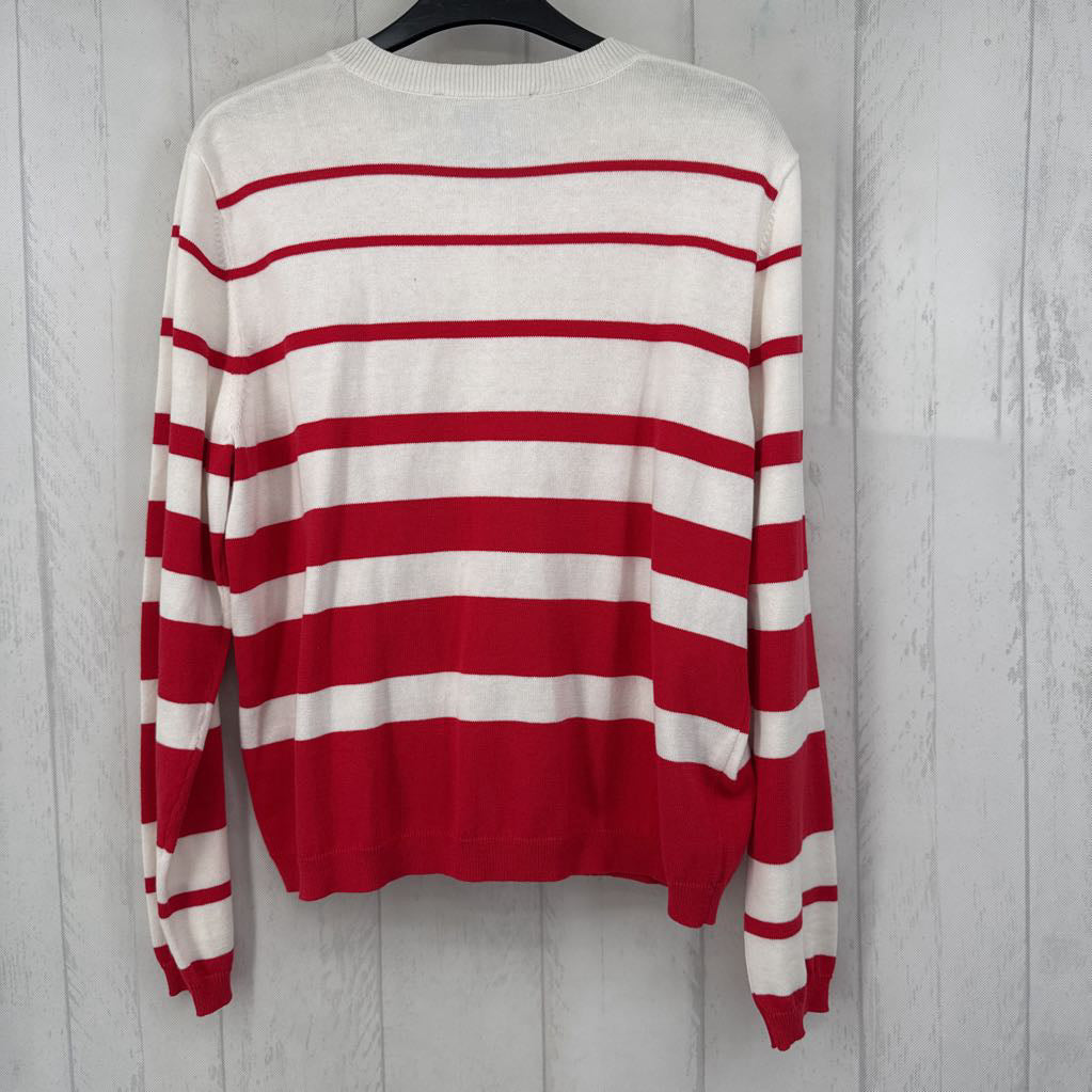 L striped button down cardi