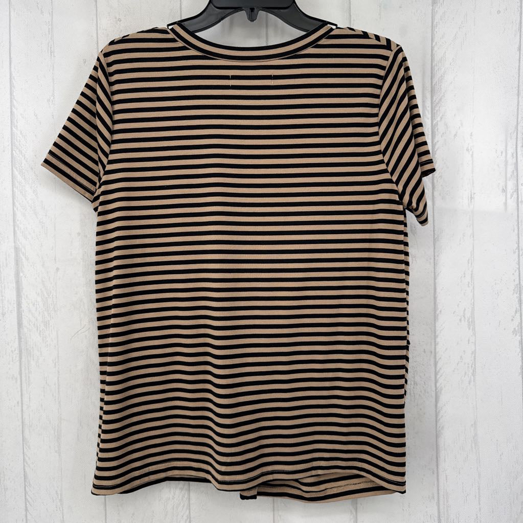 M striped gathered s/s top