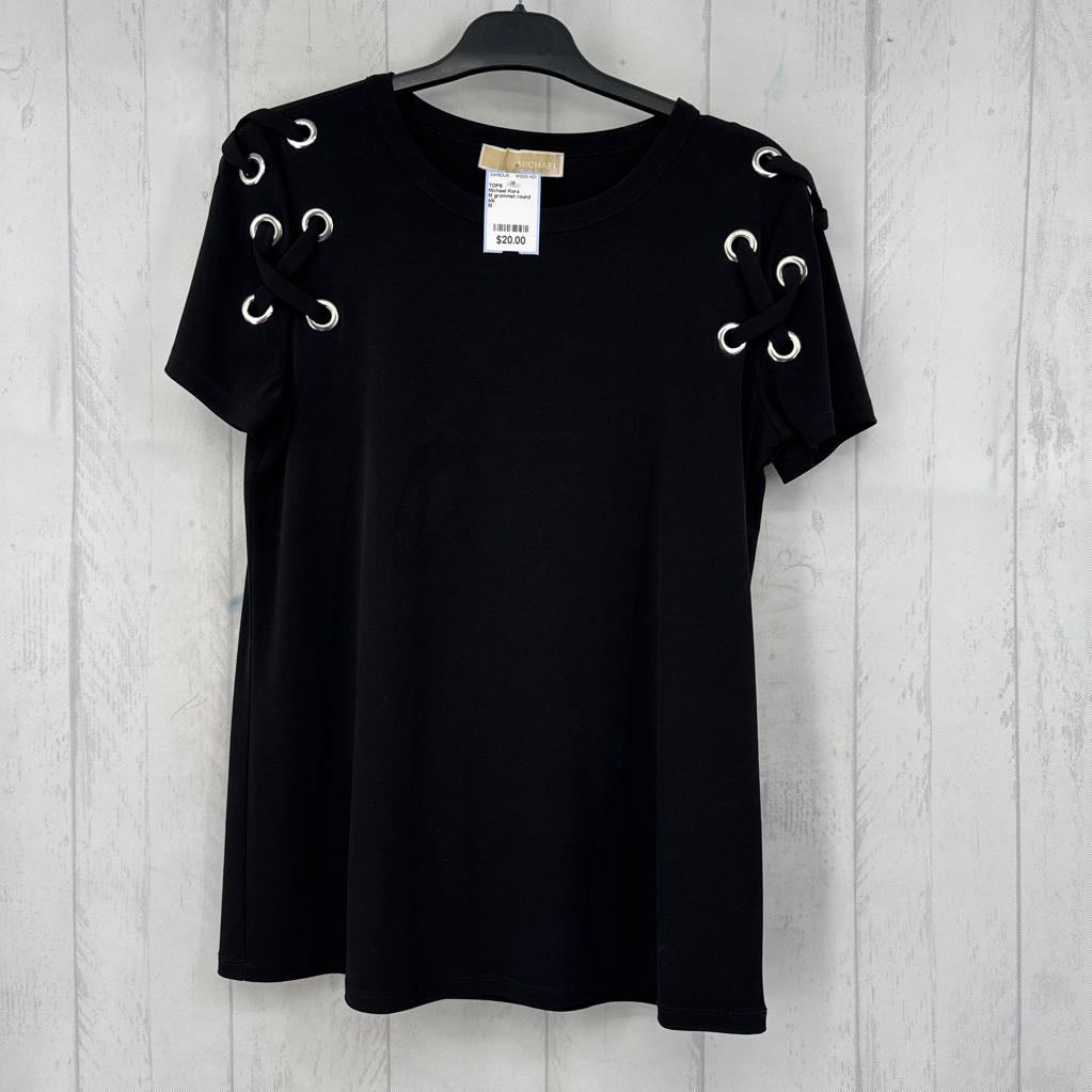 M grommet round neck s/s top