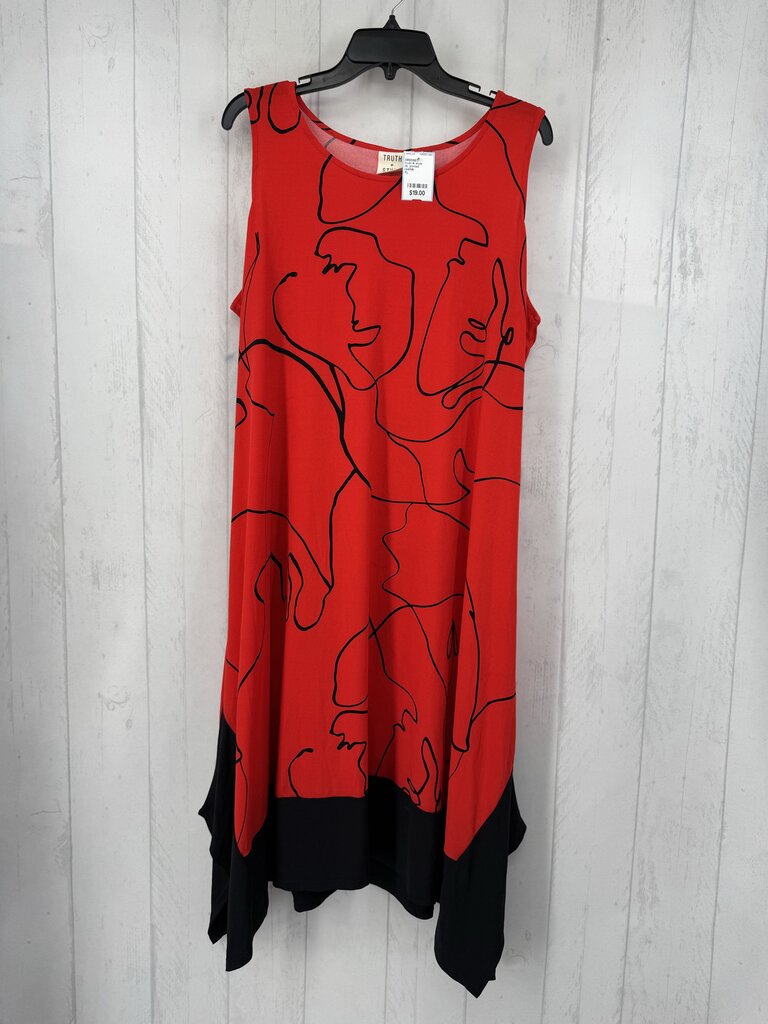 XL printed asymetrical hem slvls dress