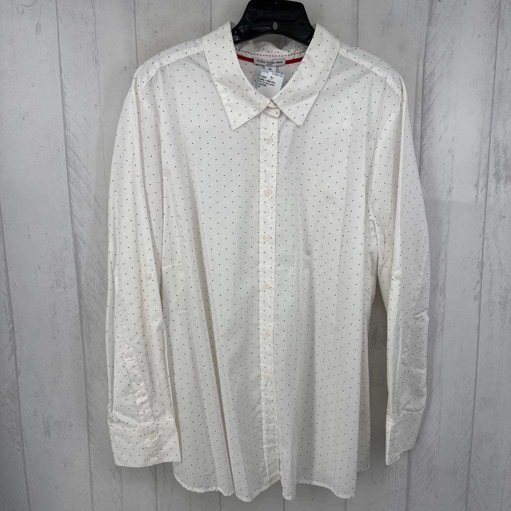 3x l/s dot print button shirt