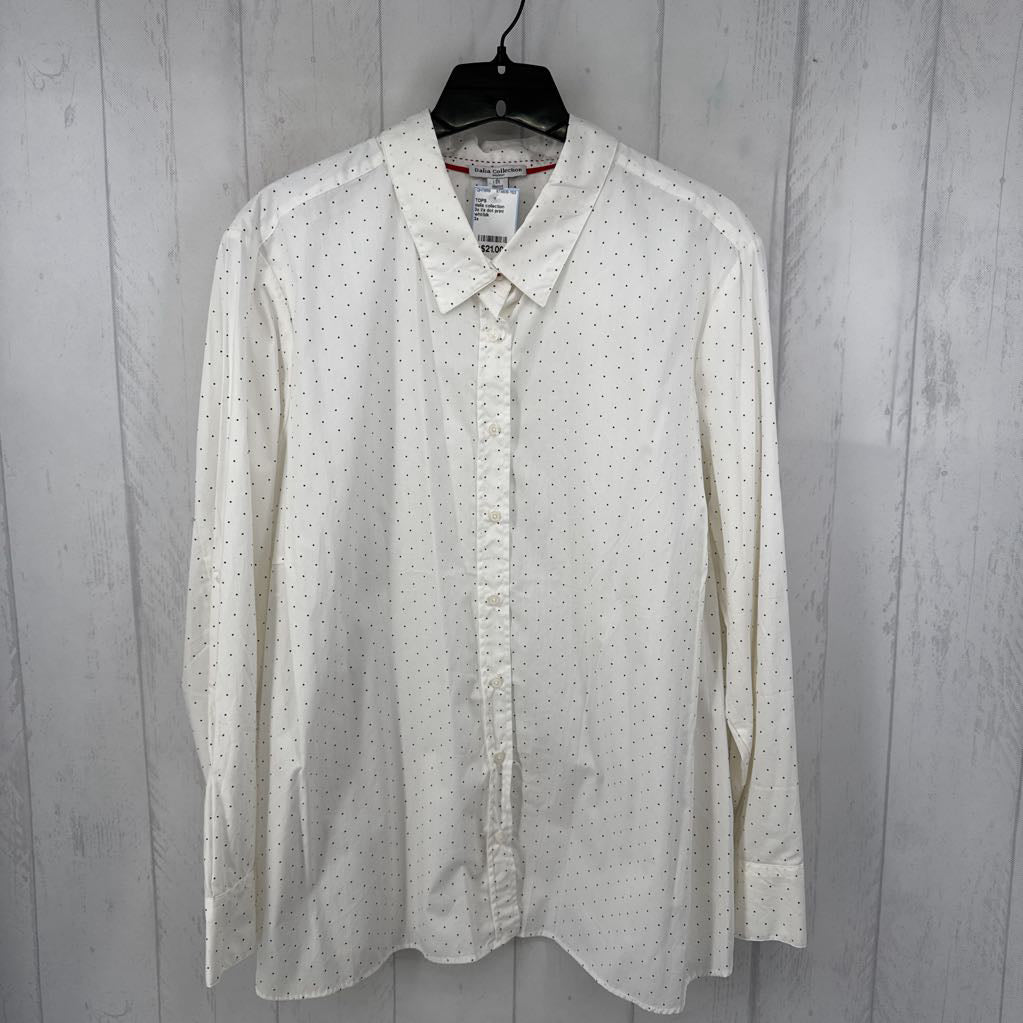 3x l/s dot print button shirt