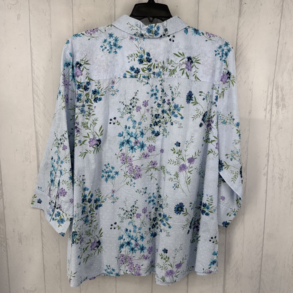 R46 3x elbow slv texture flo print button shirt