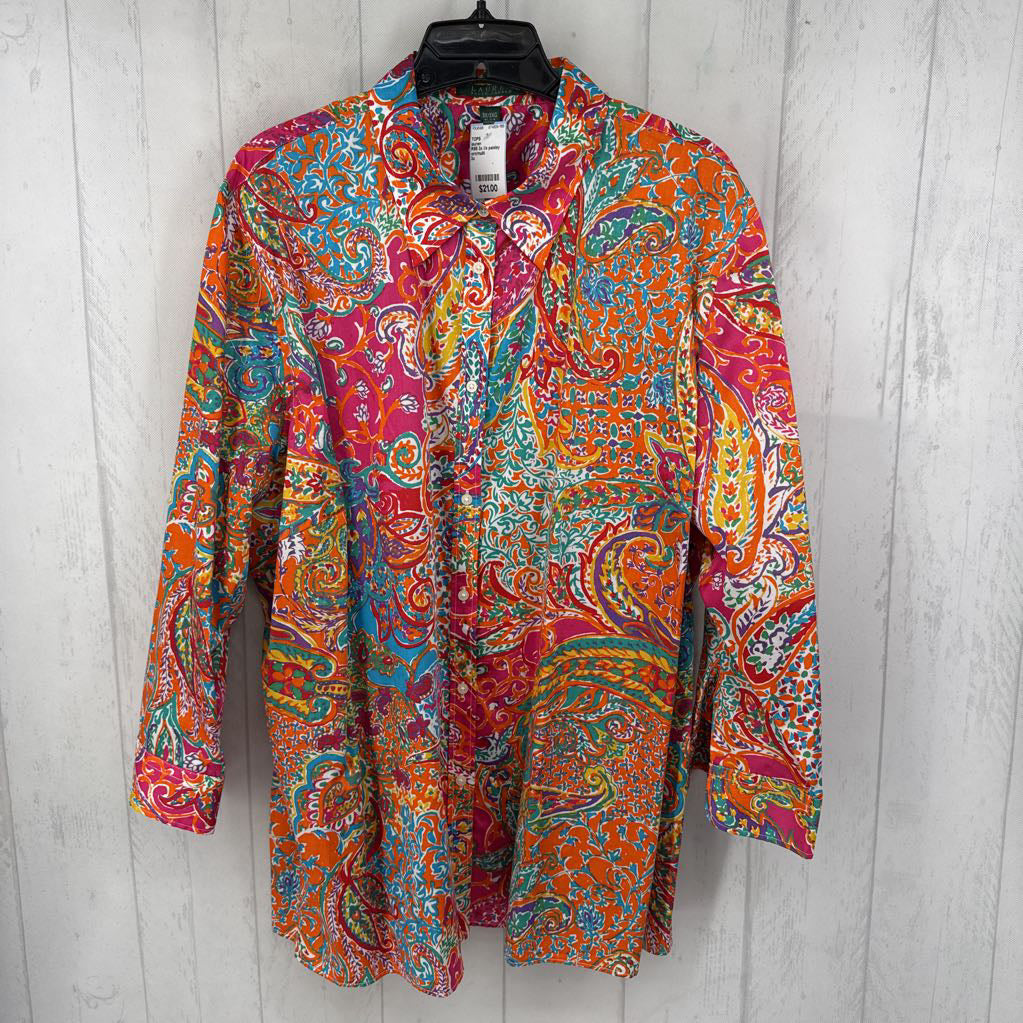 R95 3x l/s paisley print button shirt