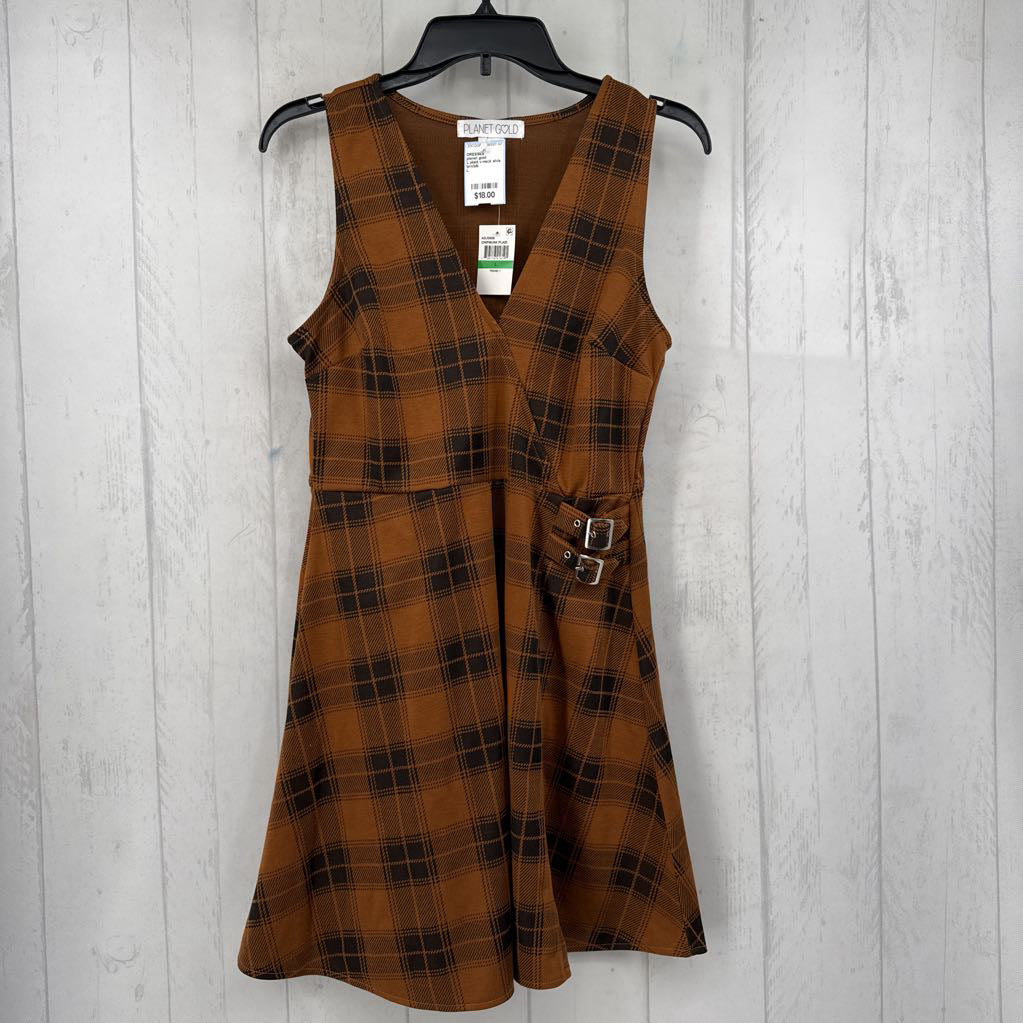 L plaid v-neck slvls dress