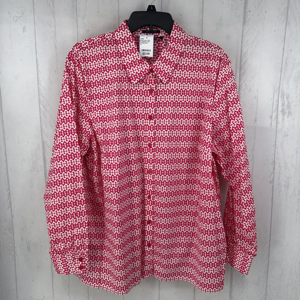 3x pattern print button l/s shirt