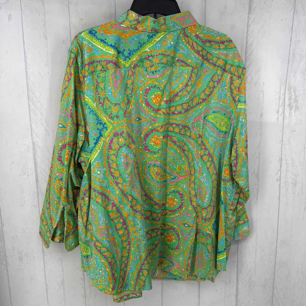 R95 3x 3/4 slv print button shirt