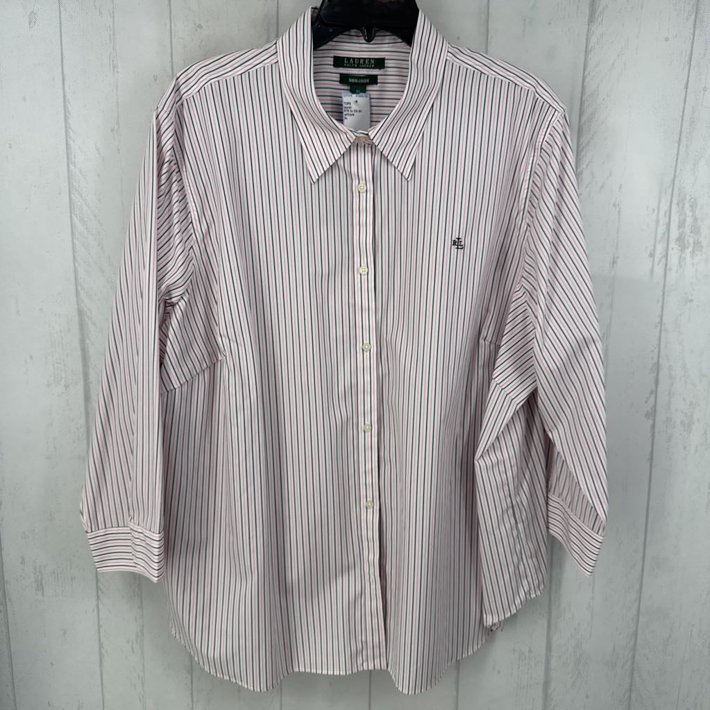 R75 3x 3/4 slv stripe button shirt