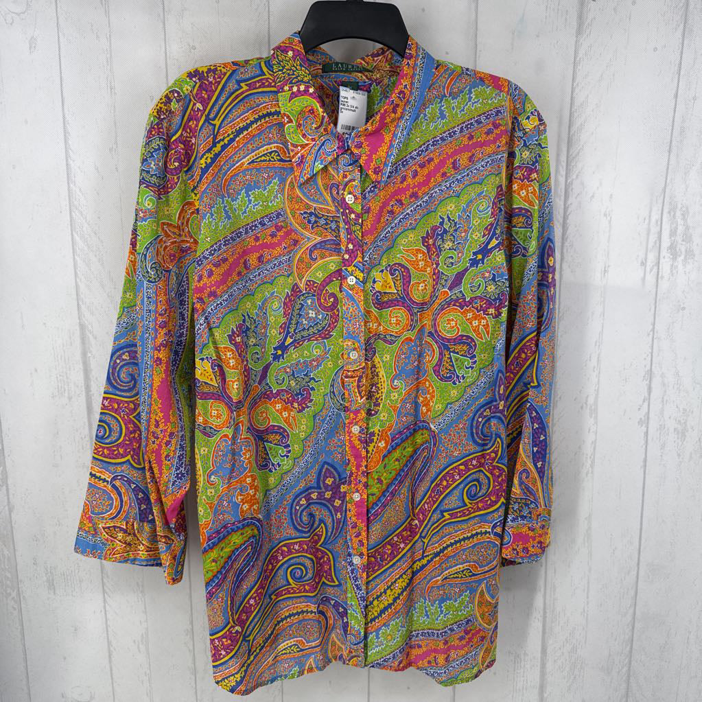 R95 2x 3/4 slv paisley print button shirt