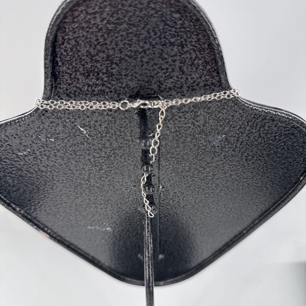 10" silver tone pnk cz flower necklace