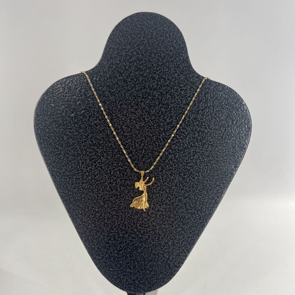 16" gold tone dancing lady pendant necklace