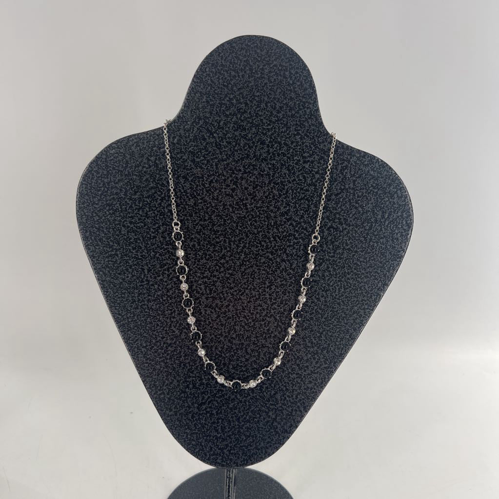 10" silver tone blackstone necklace