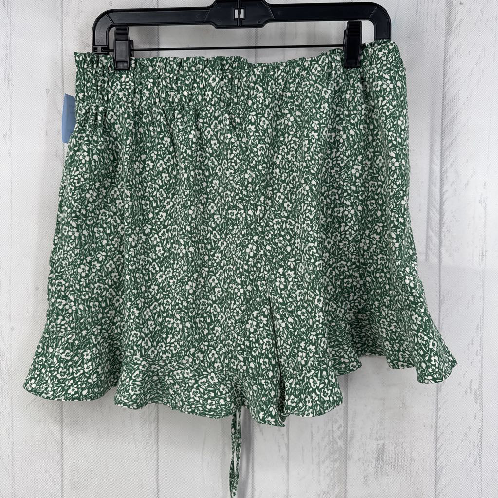 L flo print ruffle hem shorts