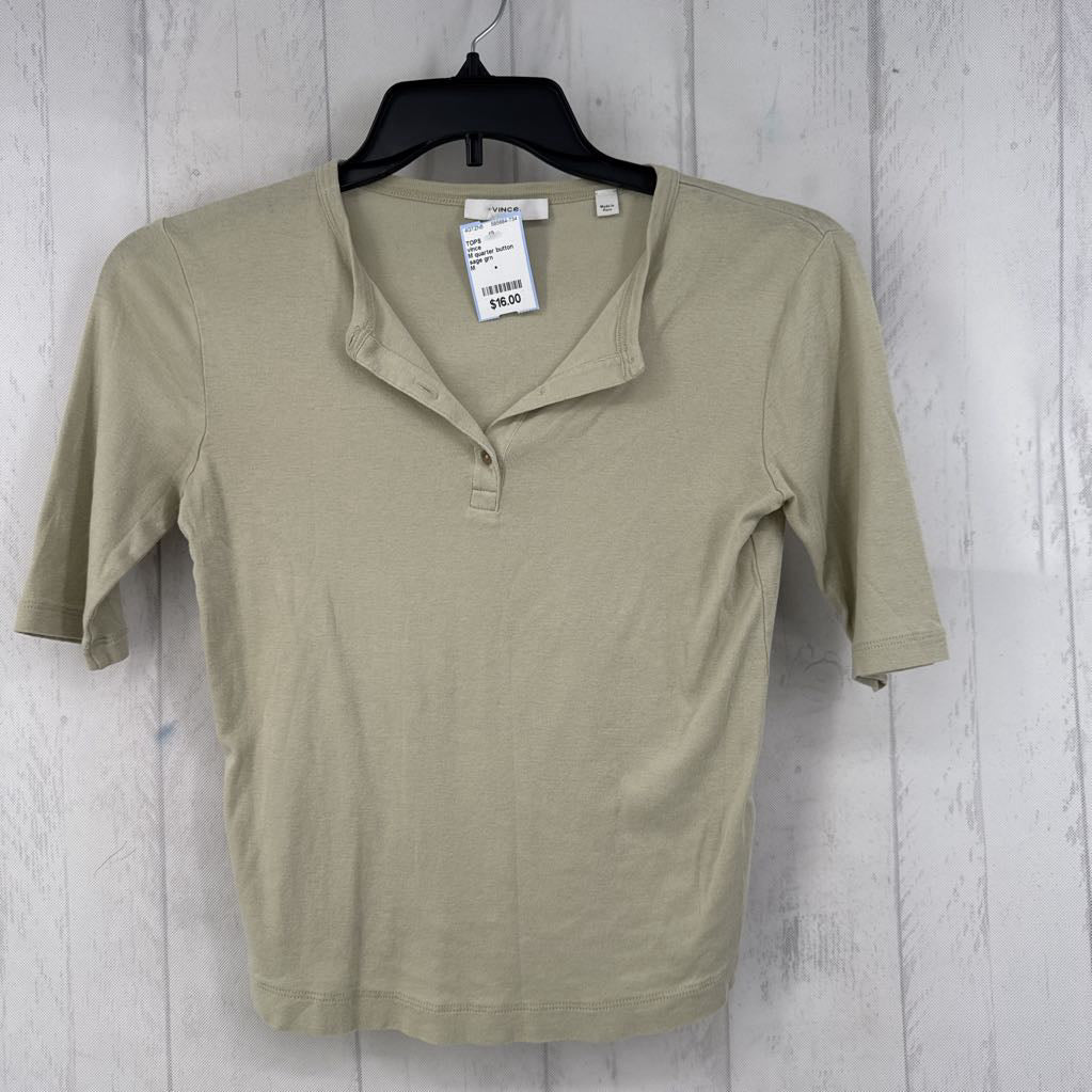 M quarter button down s/s tee