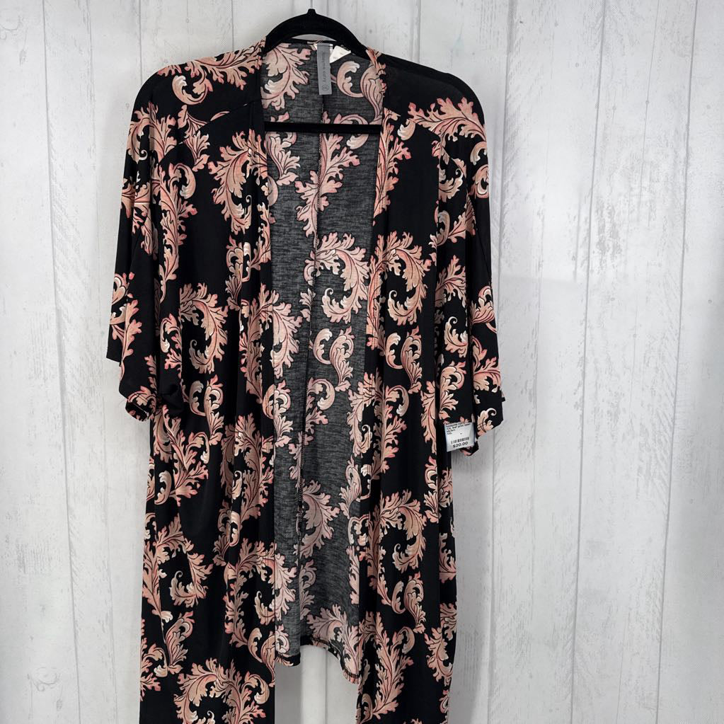 XXL leaf print open front s/s cardi