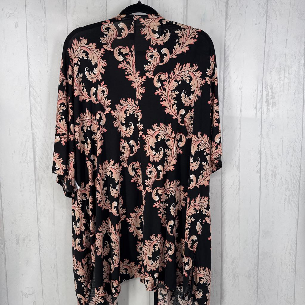 XXL leaf print open front s/s cardi
