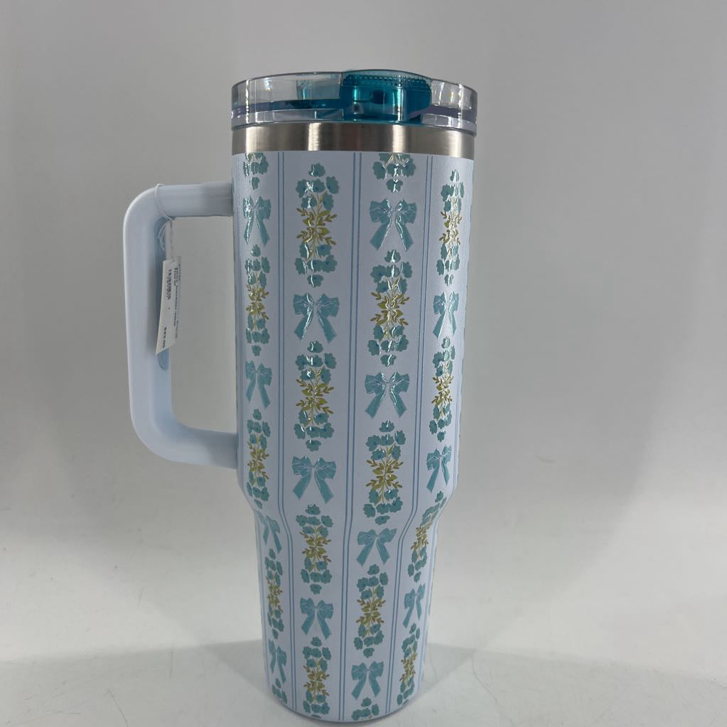 40oz tumbler-blue floral