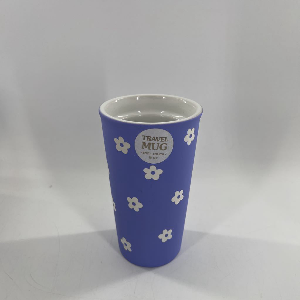 travel mug-purple daisies