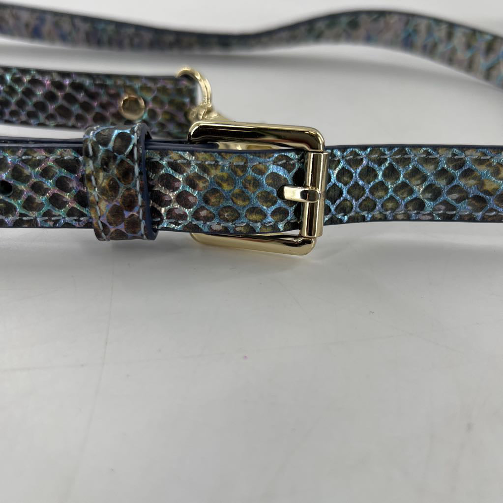 metallic python embossed flap turn lock crossbody