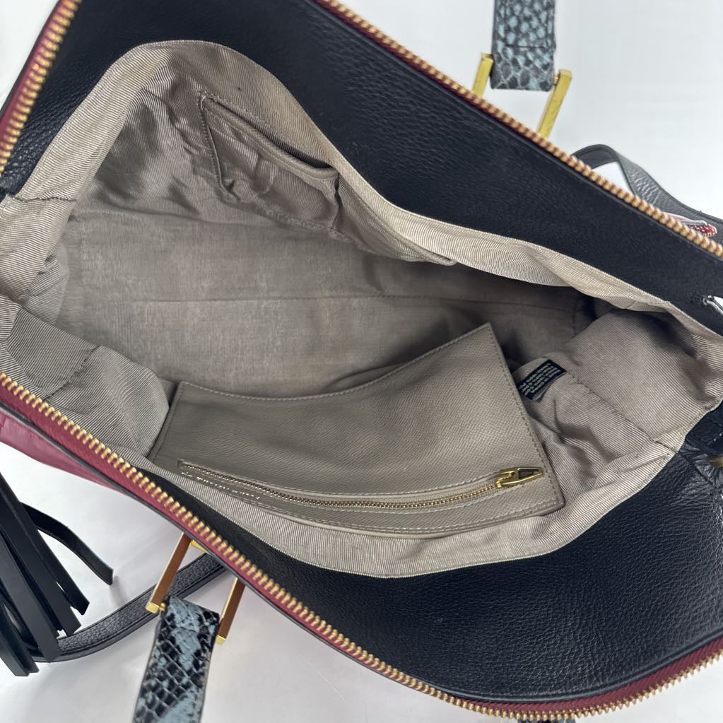 colorblock dual handle satchel