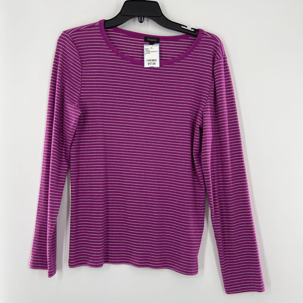 L ribbed striped l/s top