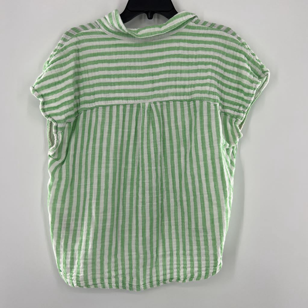 L striped button down s/s top