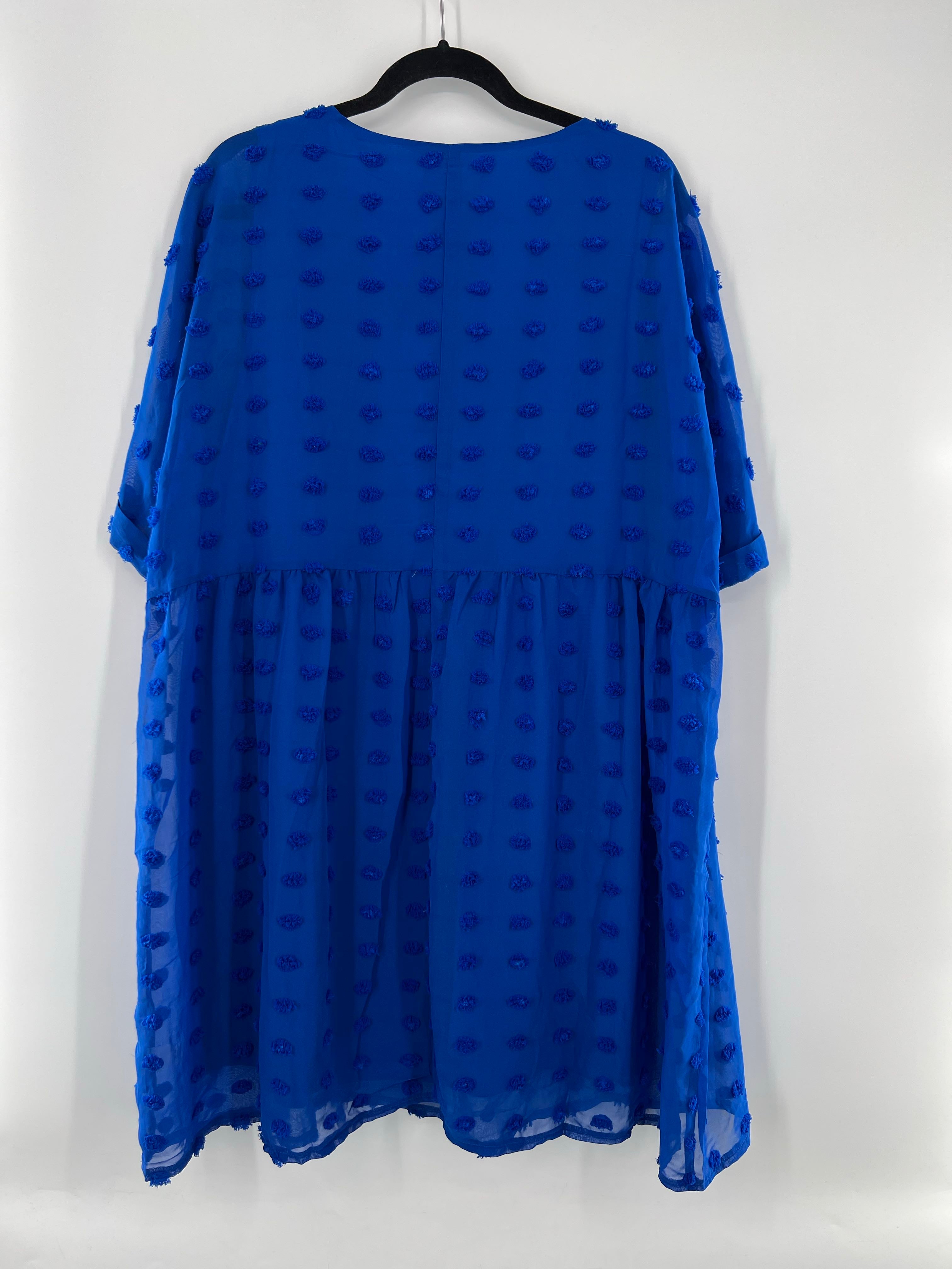 1X textured v-neck s/s dress