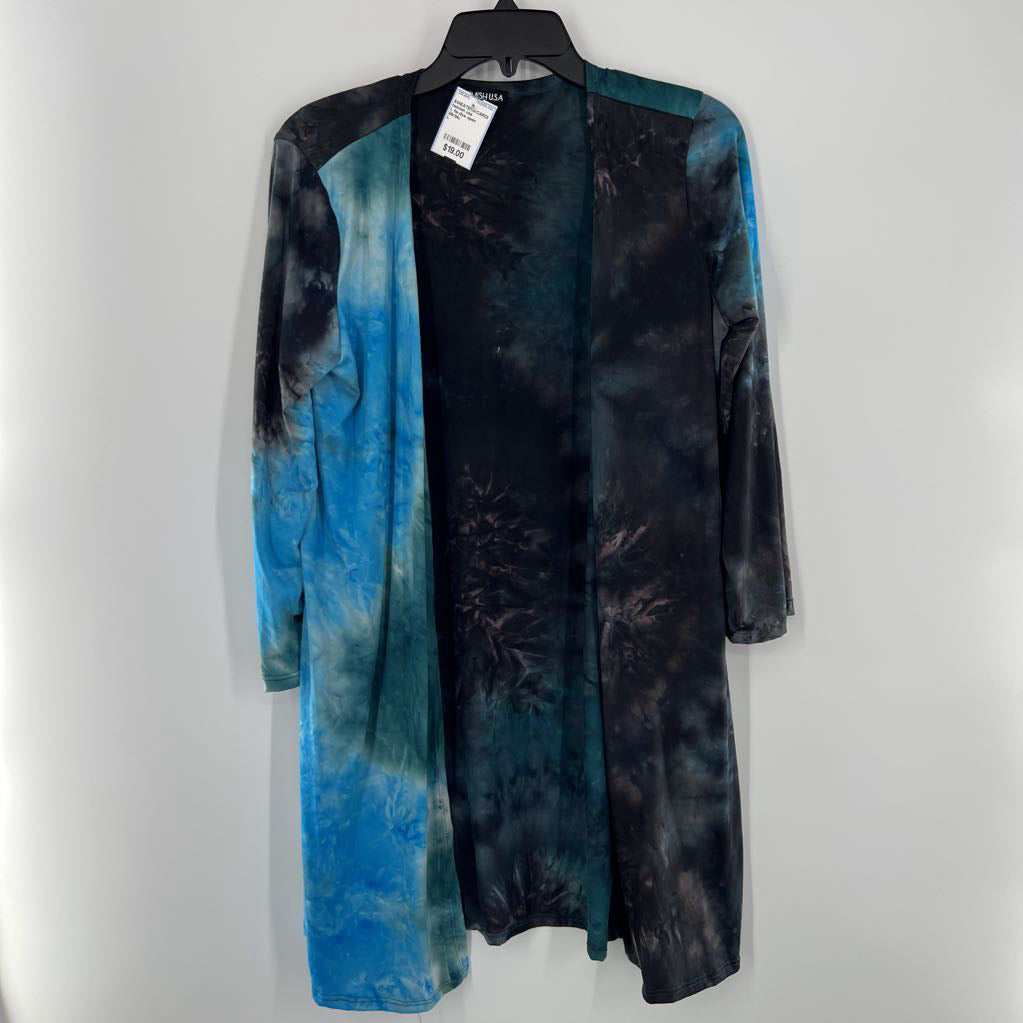 L tie-dye open front cardi