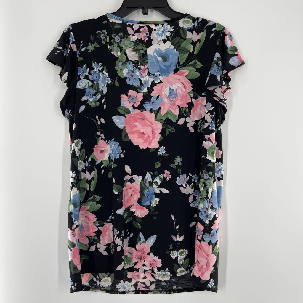 L flo print cutout s/s top