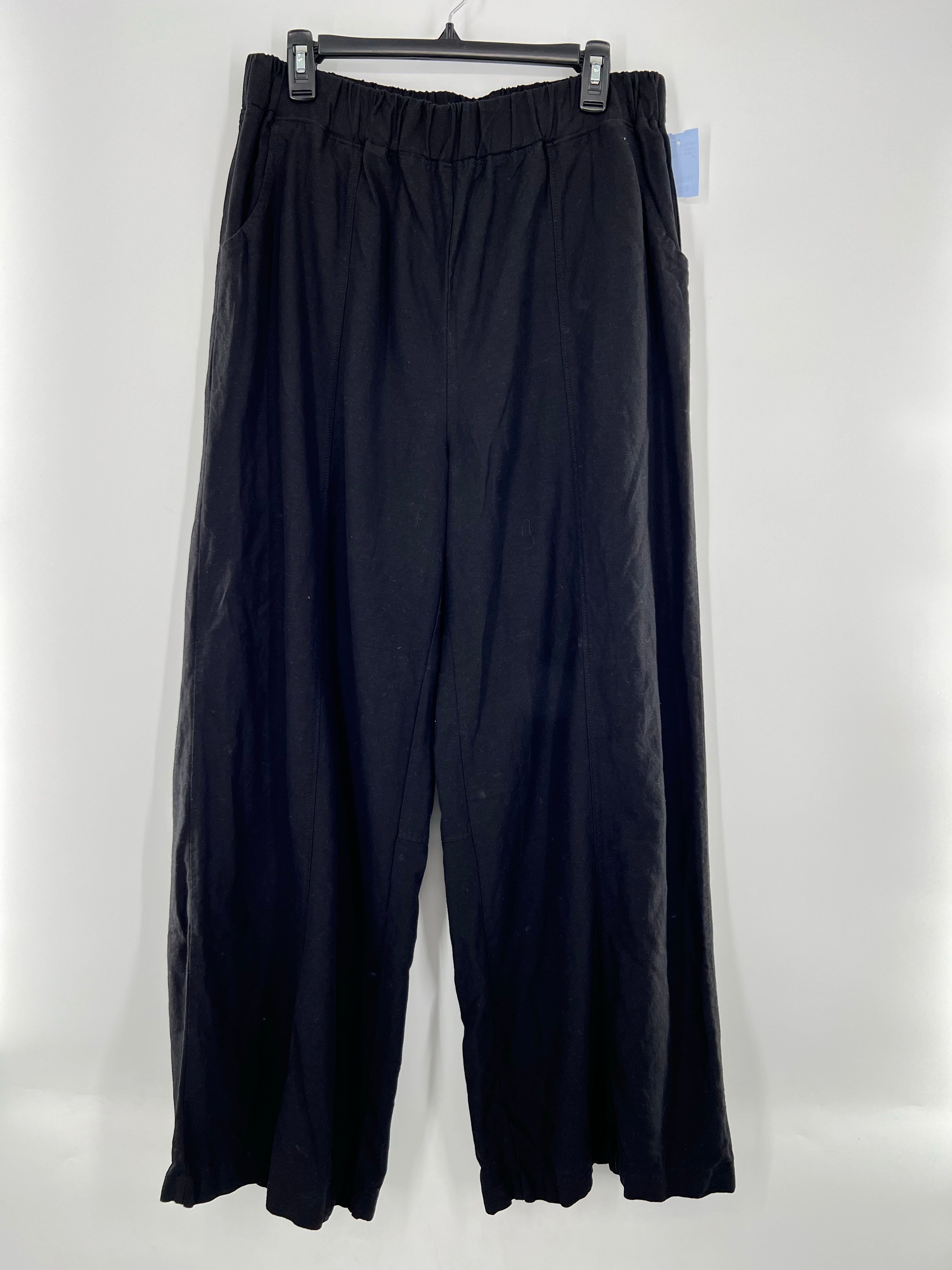 XL linen blend pull-on wide leg pant