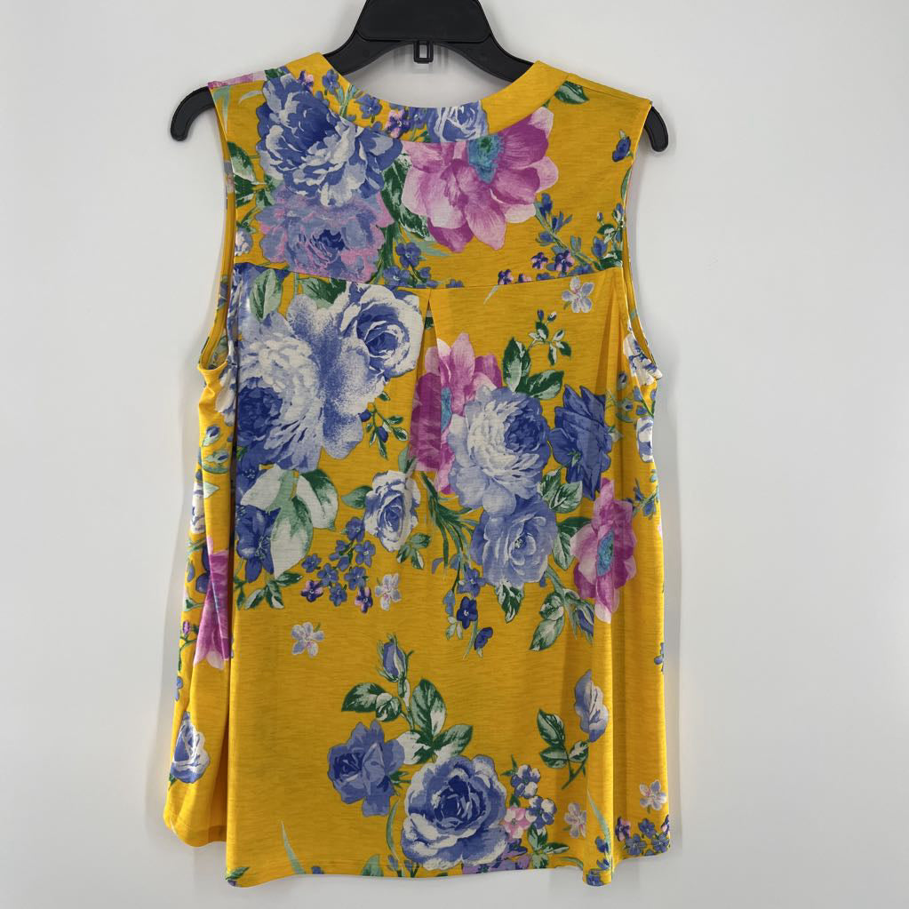 L flo print split neck tank