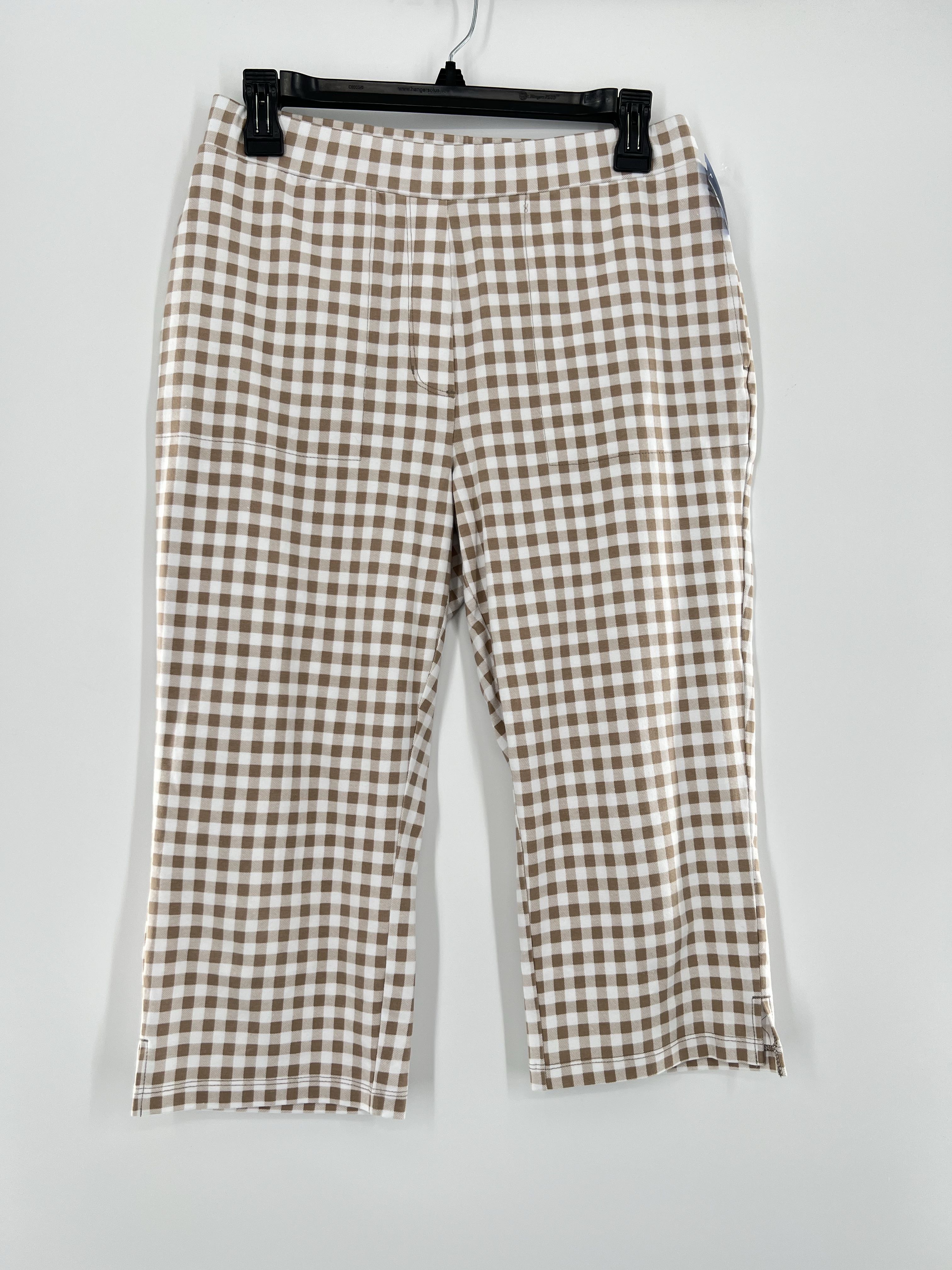XS plaid pull-on capris