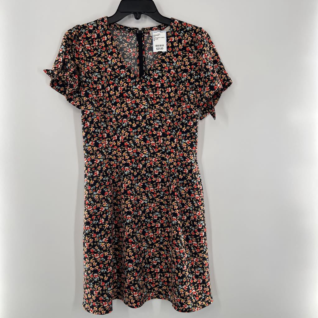 4p flo print v-neck s/s dress