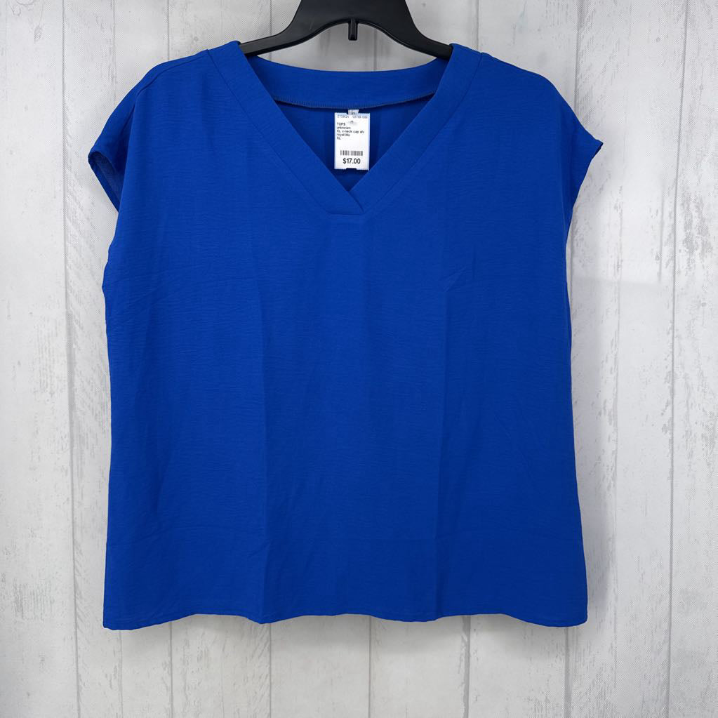 XL v-neck cap slv top
