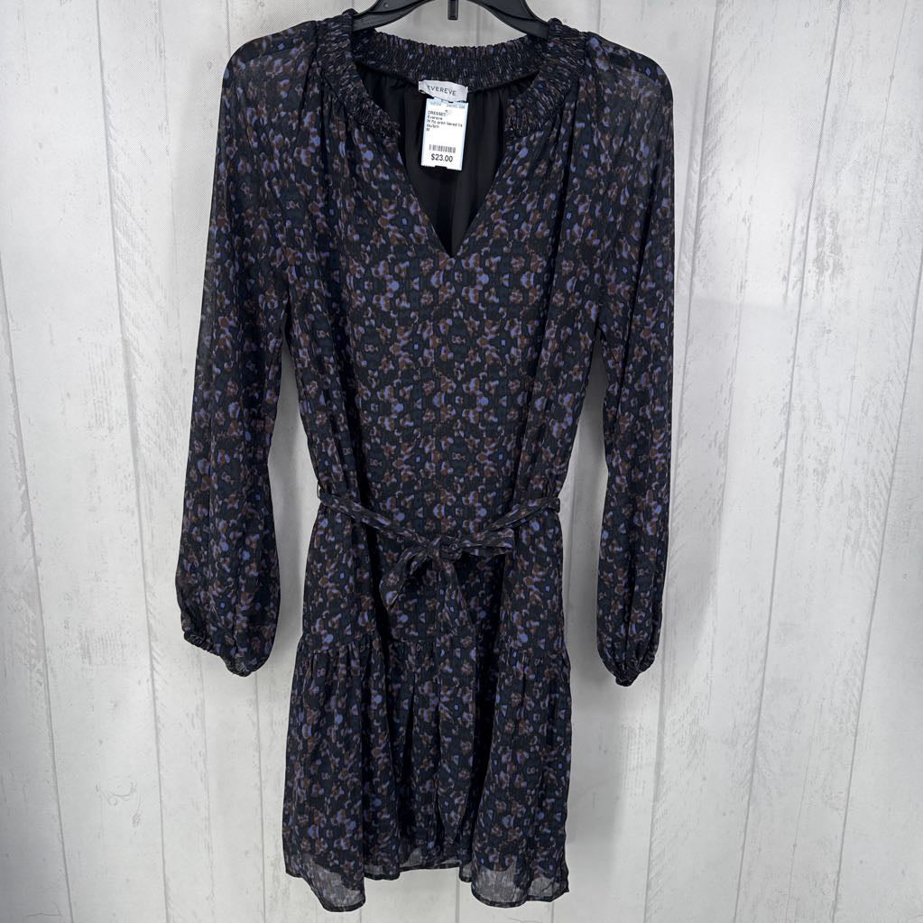 M flo print tiered l/s dress