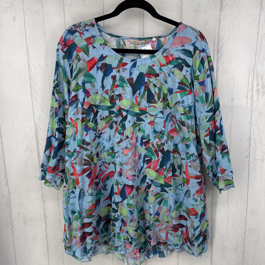 3X printed layered hem 3/4 slv tunic