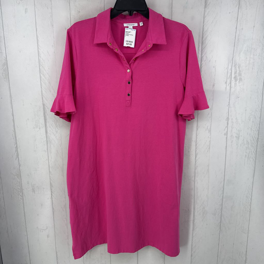 L quarter button down flutter slv dress