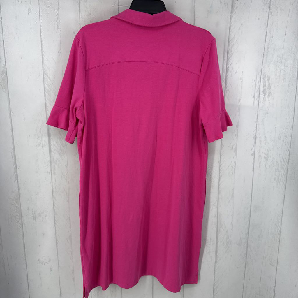 L quarter button down flutter slv dress