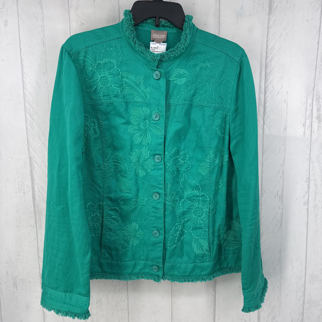 L embroidered twill jacket